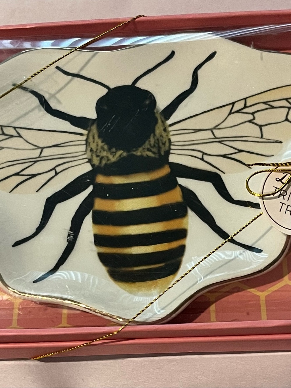 Bee-Print Jewelry Tray in Yellow and Black - Unbranded
